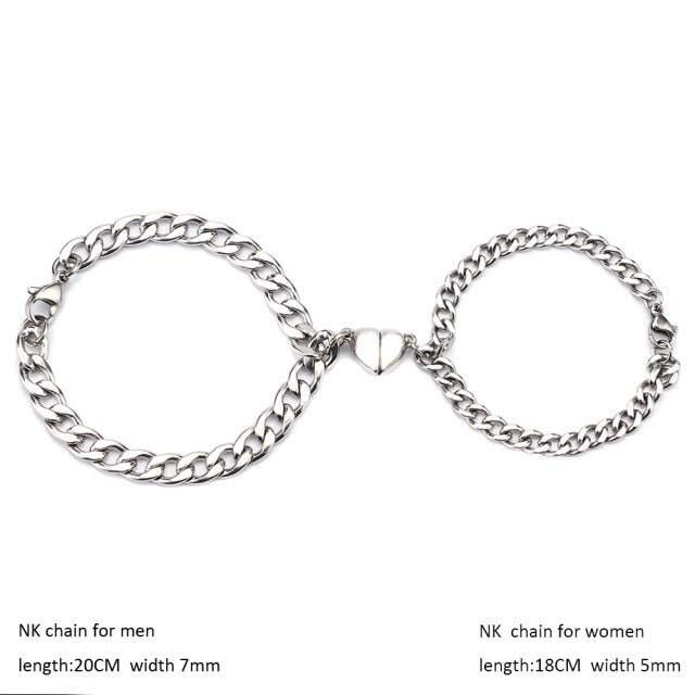 Heart shaped Magnet attraction Bracelet for couples
