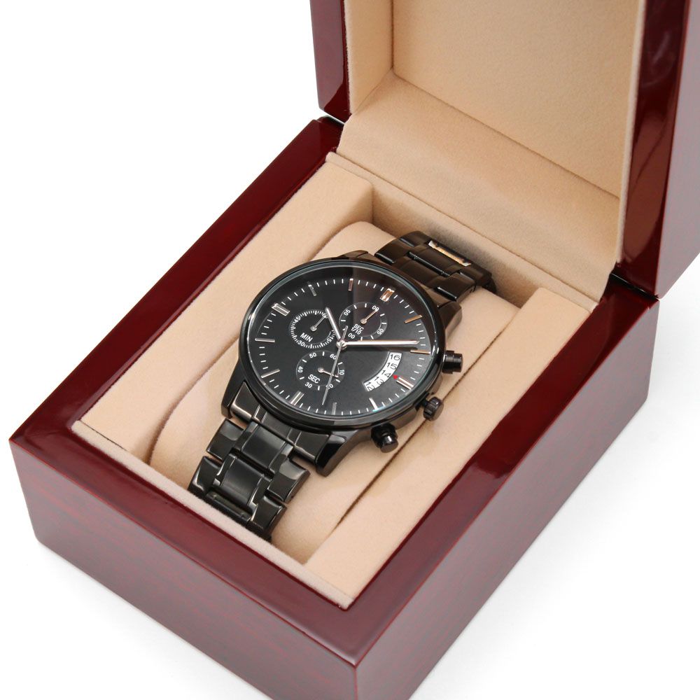 Personalised Black Chronograph Watch (Add Your Own Inscription)