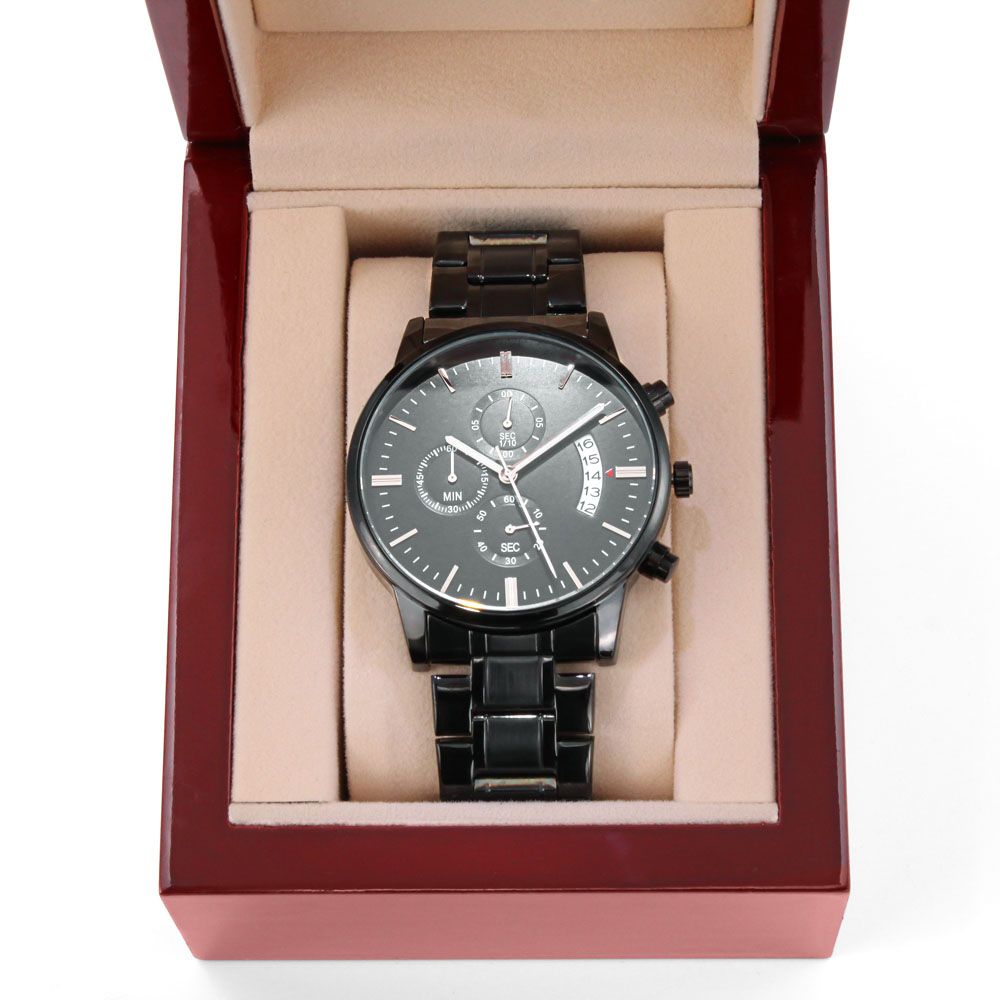 Personalised Black Chronograph Watch (Add Your Own Inscription)