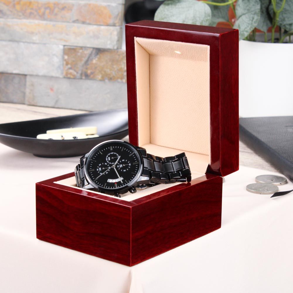 Personalised Black Chronograph Watch (Add Your Own Inscription)