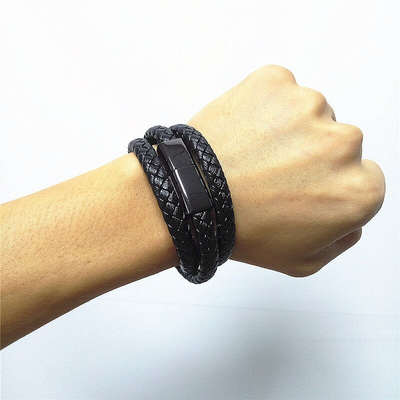 Leather USB Bracelet Data Cable