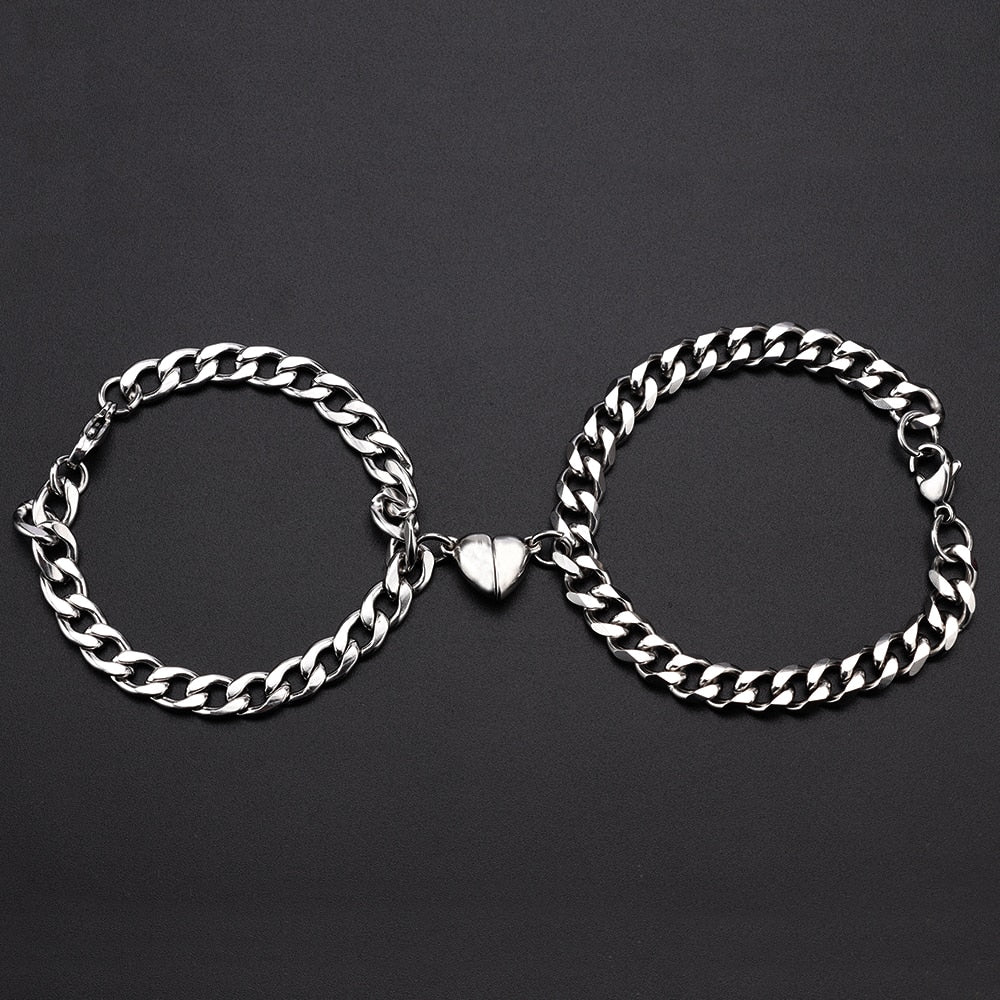 Heart shaped Magnet attraction Bracelet for couples