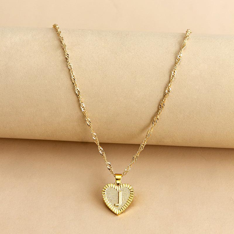 Initial Letter Heart Pendant Necklace