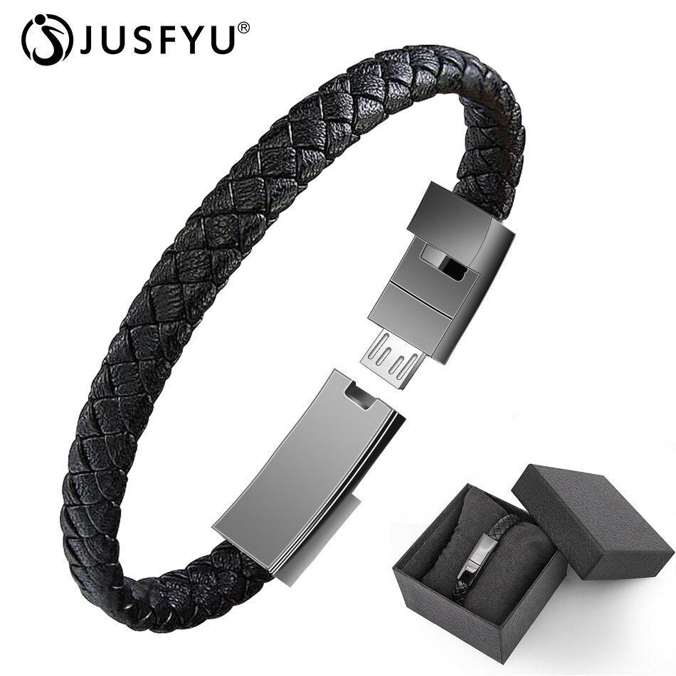 Leather USB Bracelet Data Cable